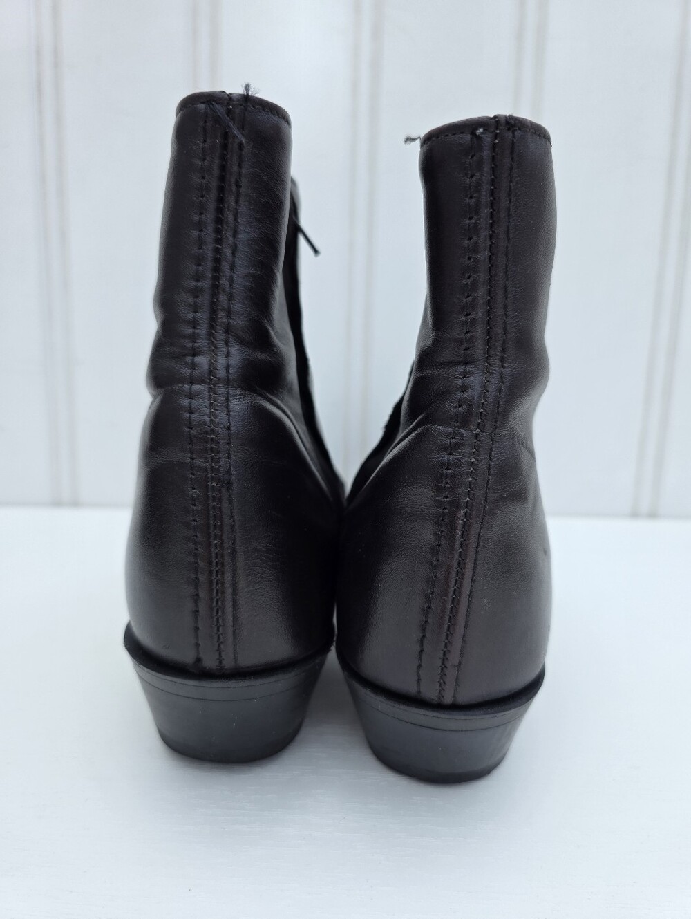 Laredo Western Brown Leather Ankle Boots Zip Up Round Toe Mens Size 7D - Picture 5 of 12